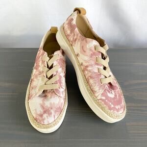 Spenco Malibu Slip On‎ Sneakers Women 8B Pink Tie Dye Canvas Arch Support Beach